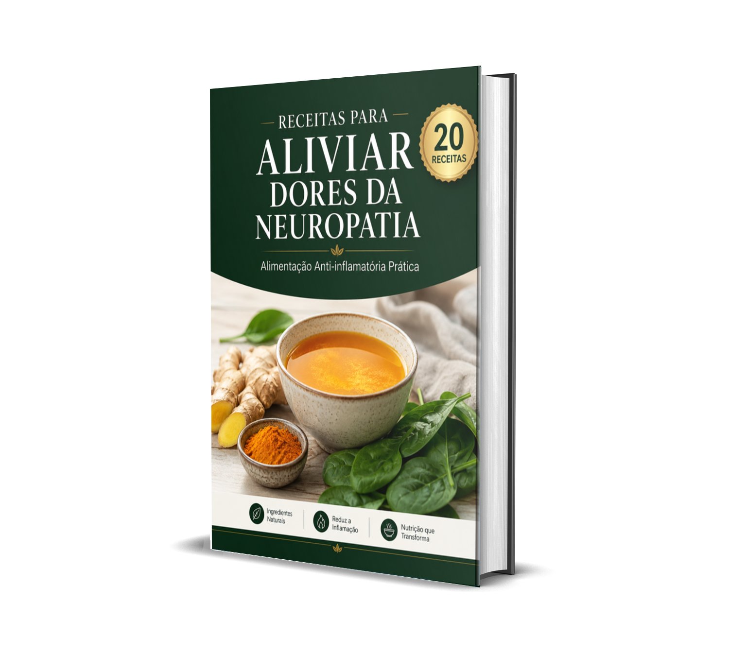 Mockup do e-book Receitas para Aliviar Dores da Neuropatia